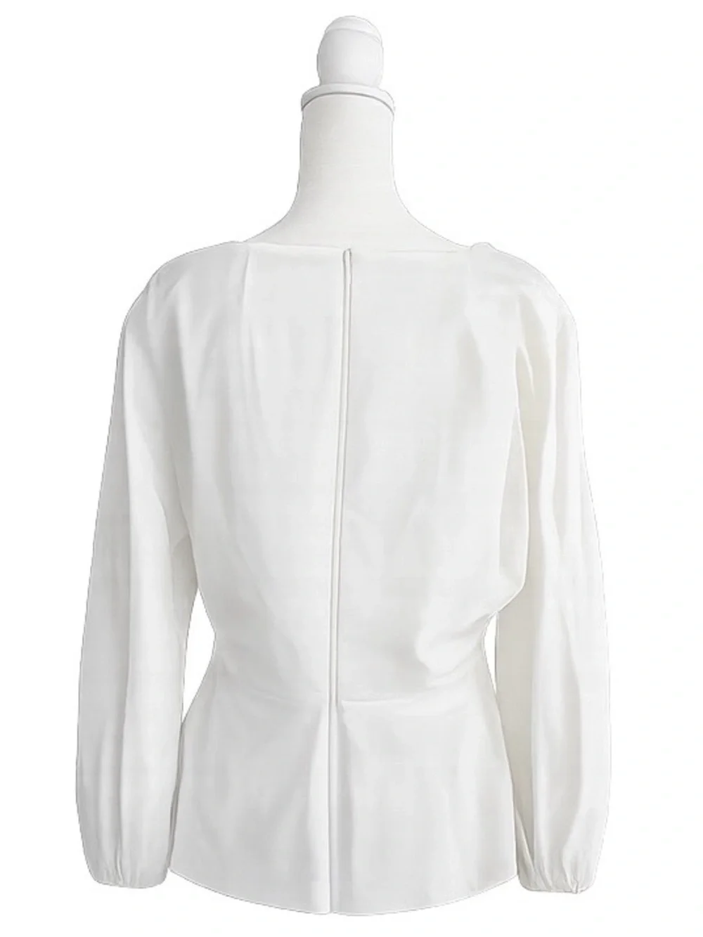 J.Crew White Cotton Poplin Faux Wrap Peplum Blouse Puff Sleeve Size 8